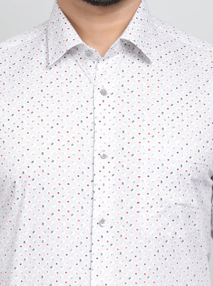 Grey Printed Slim Fit Formal Shirt | JadeBlue Youth