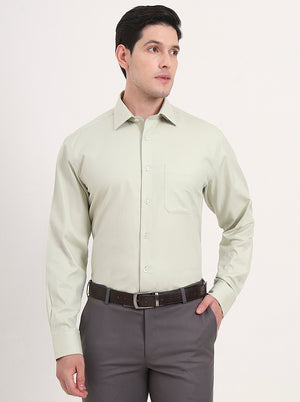 Pista Green Solid Regular Fit Formal Shirt | JadeBlue