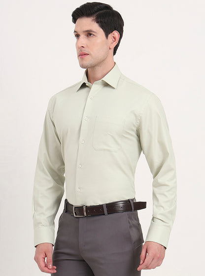 Pista Green Solid Regular Fit Formal Shirt | JadeBlue