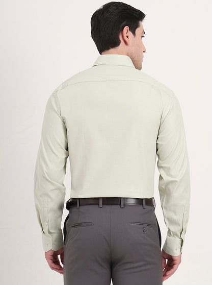 Pista Green Solid Regular Fit Formal Shirt | JadeBlue