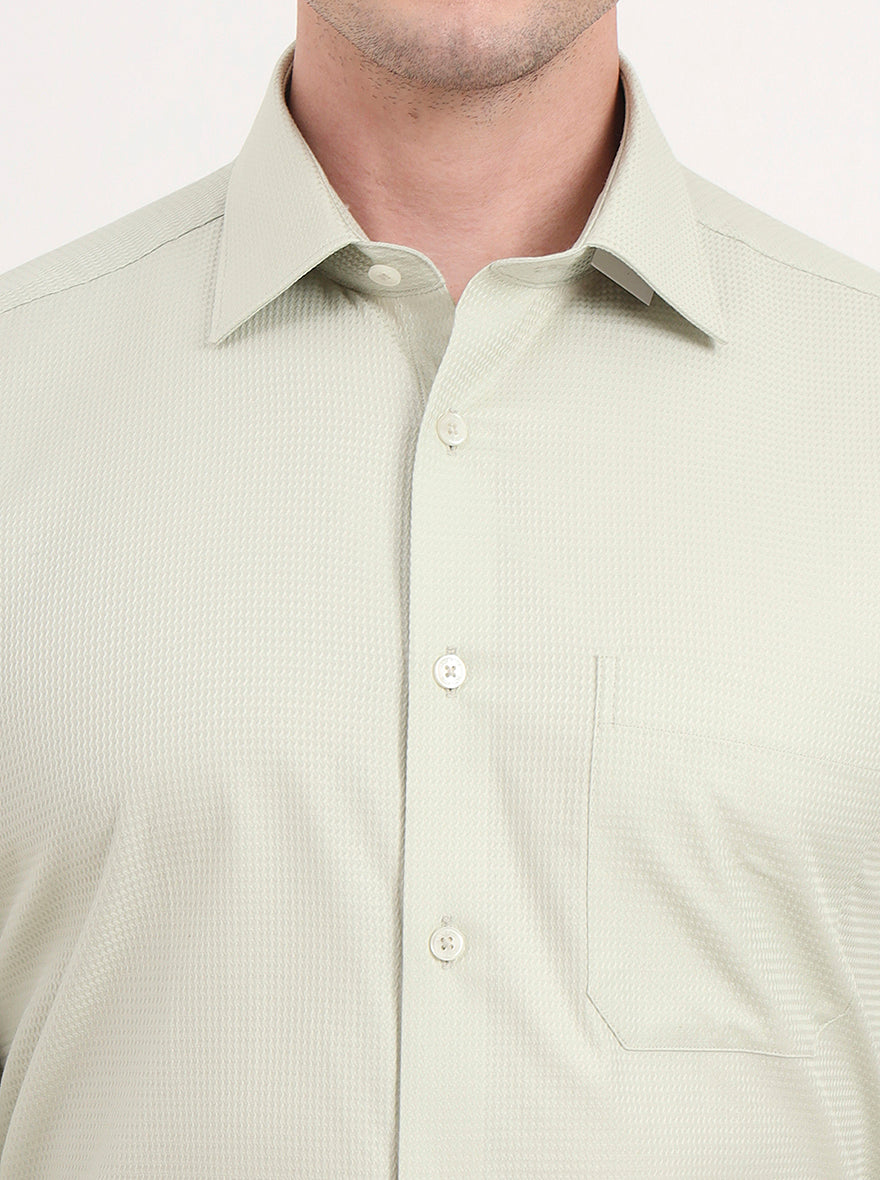 Pista Green Solid Regular Fit Formal Shirt | JadeBlue
