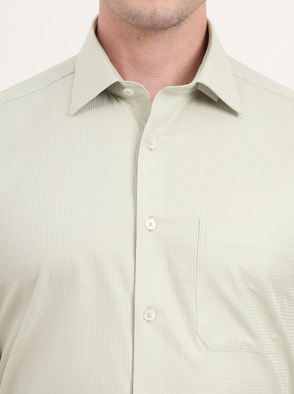 Pista Green Solid Regular Fit Formal Shirt | JadeBlue