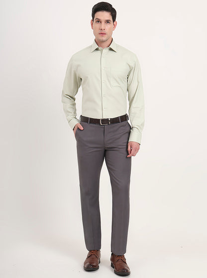 Pista Green Solid Regular Fit Formal Shirt | JadeBlue