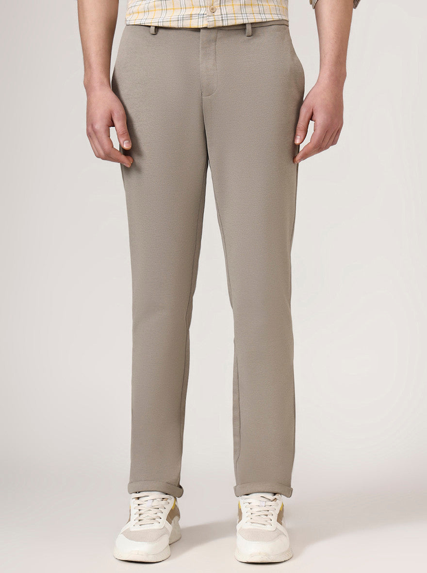 Brown Solid Venice Fit Casual Trouser | JadeBlue