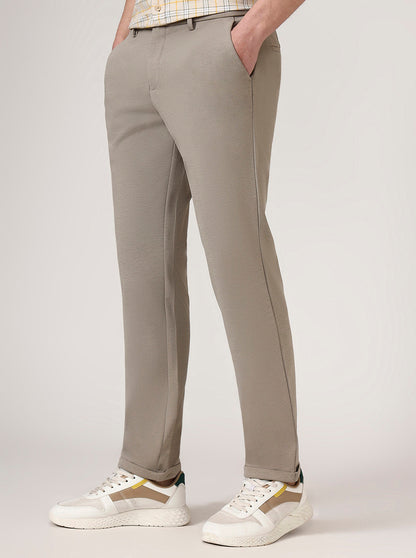 Brown Solid Venice Fit Casual Trouser | JadeBlue
