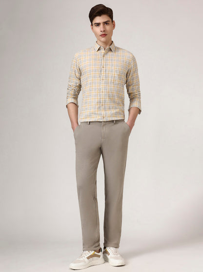 Brown Solid Venice Fit Casual Trouser | JadeBlue