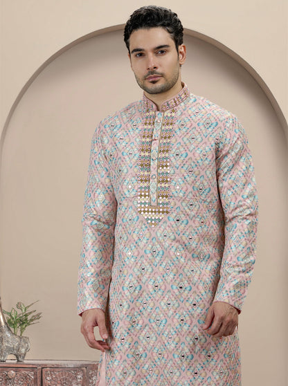 Pink Printed Kurta Pajama | Virasana