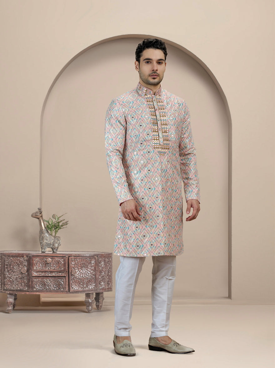 Pink Printed Kurta Pajama | Virasana