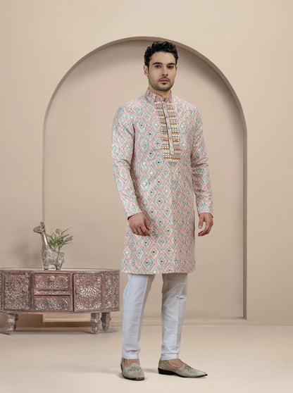 Pink Printed Kurta Pajama | Virasana