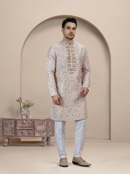 Pink Printed Kurta Pajama | Virasana
