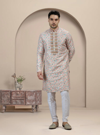 Pink Printed Kurta Pajama | Virasana