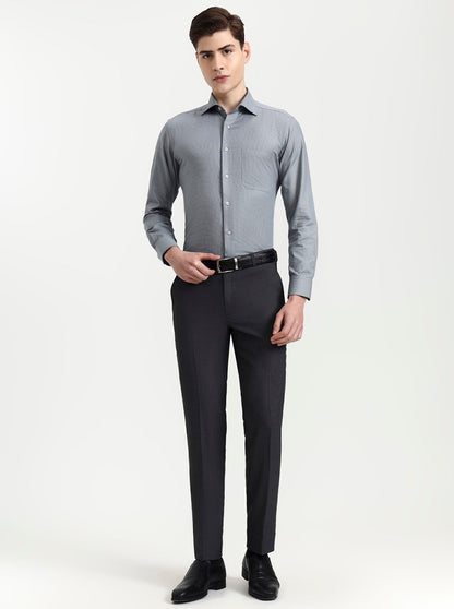 Grey Solid Slim Fit Formal Trouser | JadeBlue Super Luxe