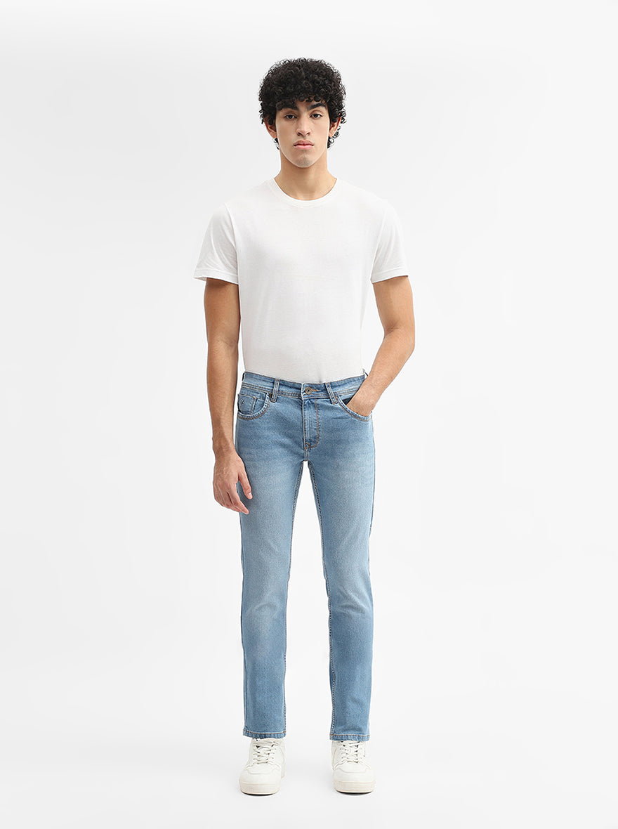 River Indigo Blue Solid Narrow Fit Jeans | Greenfibre