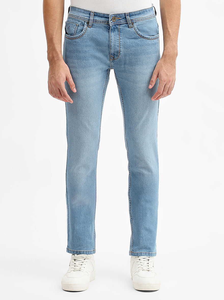 River Indigo Blue Solid Narrow Fit Jeans | Greenfibre