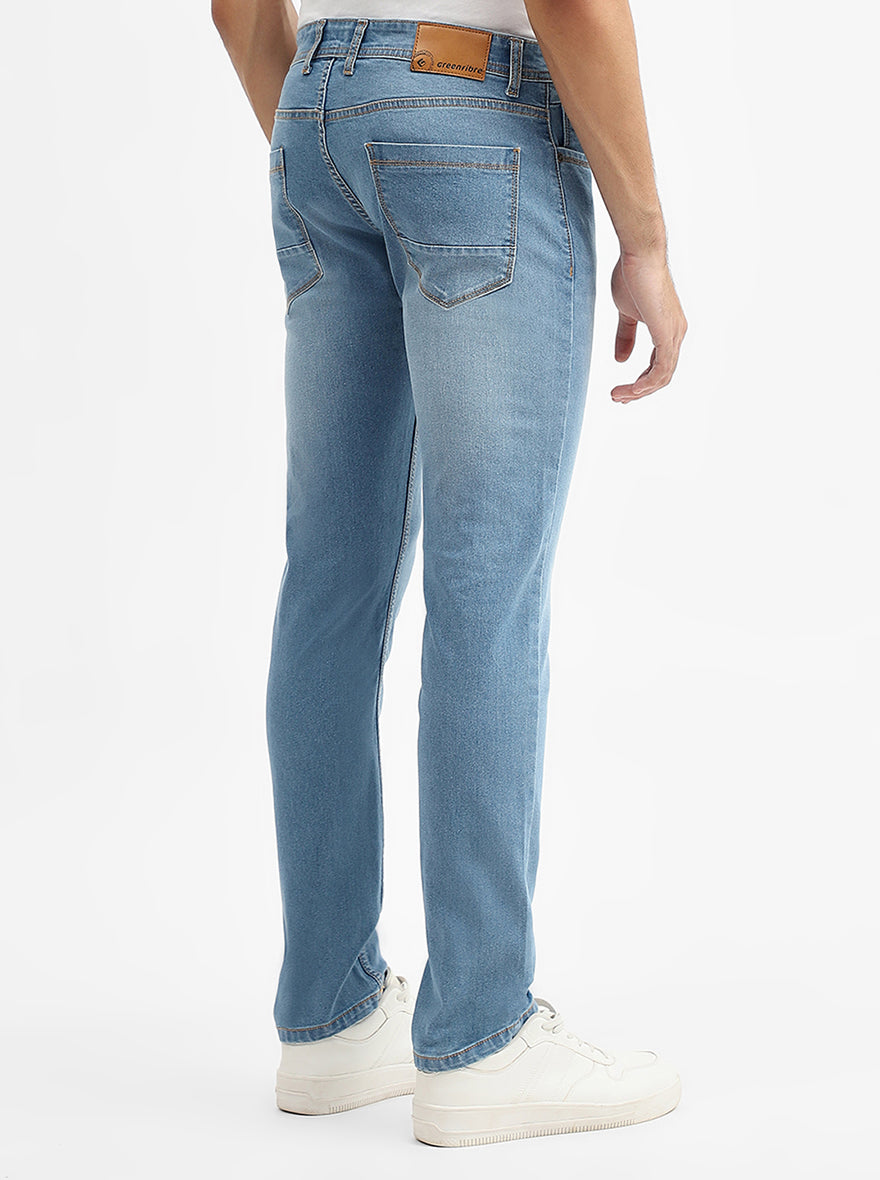 River Indigo Blue Solid Narrow Fit Jeans | Greenfibre