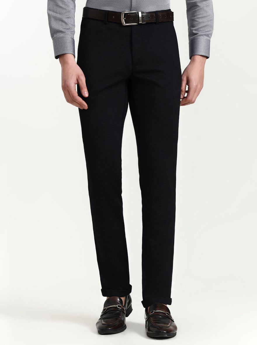 Black Solid Slim Fit Club Wear Trouser | Wyre