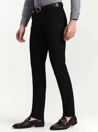 Black Solid Slim Fit Club Wear Trouser | Wyre