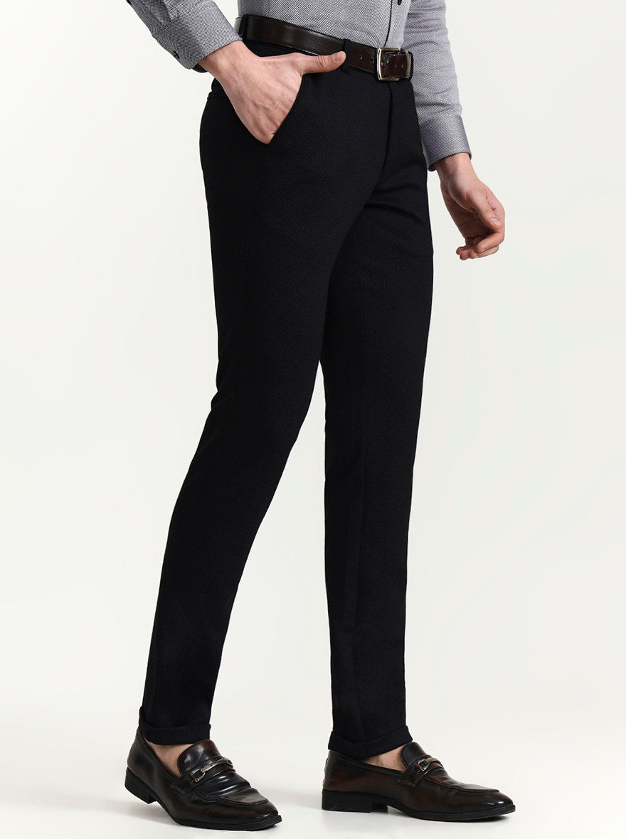 Black Solid Slim Fit Club Wear Trouser | Wyre