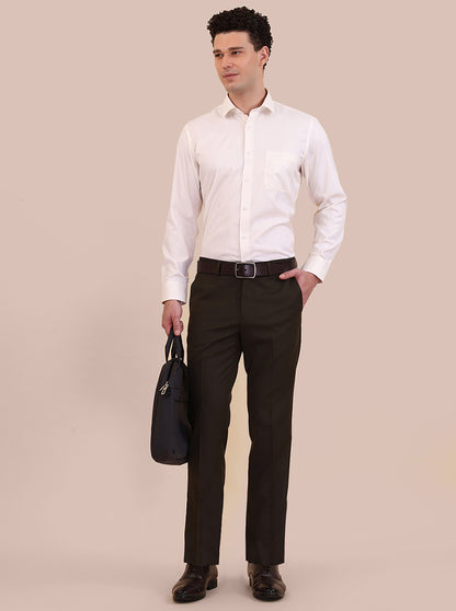 Cream Solid Slim Fit Formal Shirt | Greenfibre