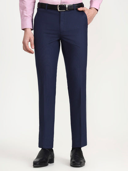 Royal Blue Solid Slim Fit Formal Trouser | JadeBlue Super Luxe