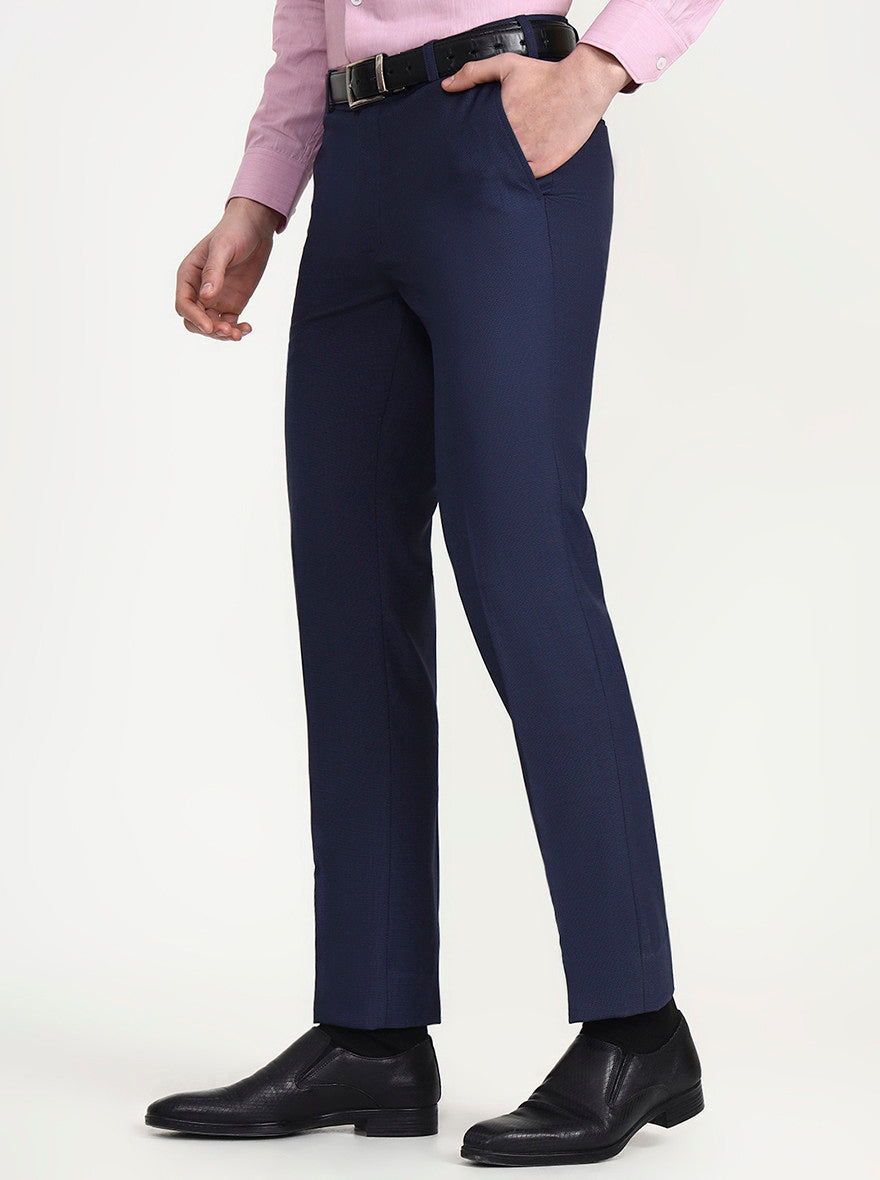Royal Blue Solid Slim Fit Formal Trouser | JadeBlue Super Luxe