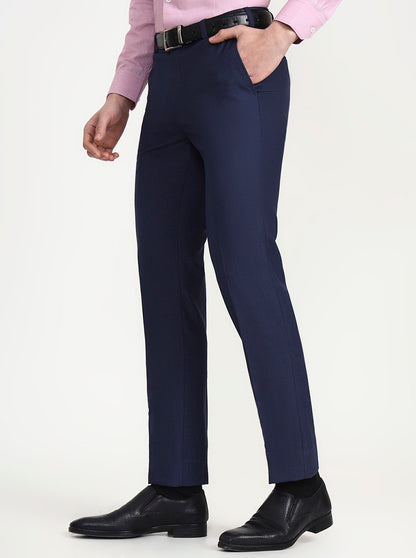 Royal Blue Solid Slim Fit Formal Trouser | JadeBlue Super Luxe