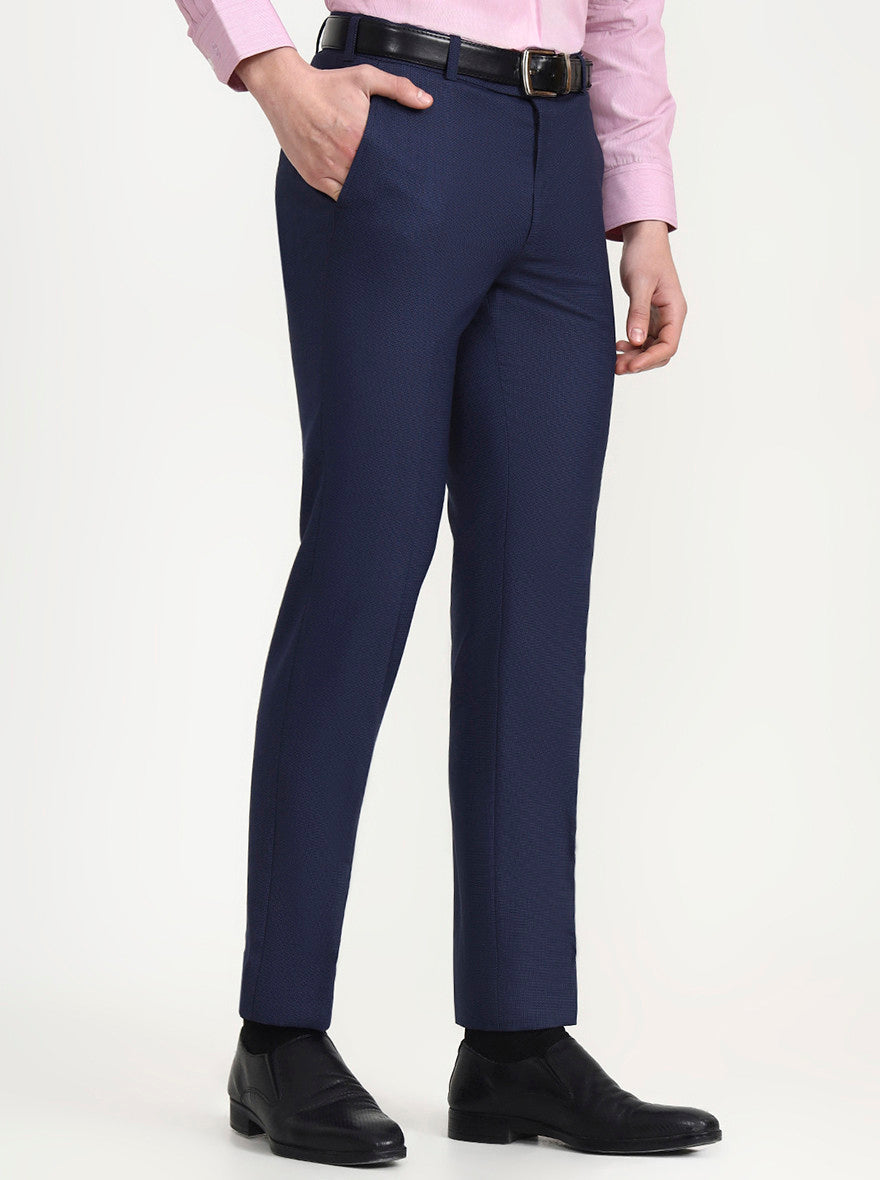 Royal Blue Solid Slim Fit Formal Trouser | JadeBlue Super Luxe