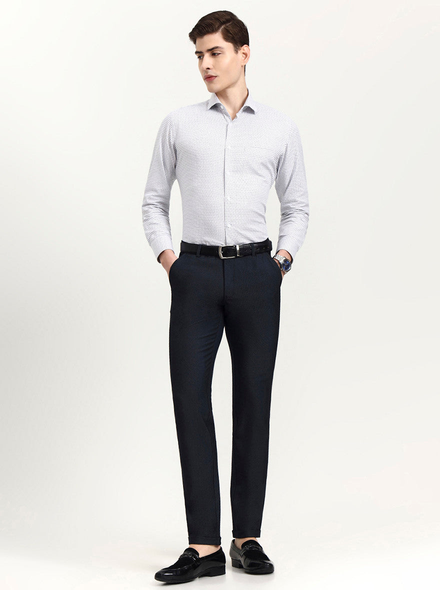 Blue Solid Slim Fit Club Wear Trouser | Wyre