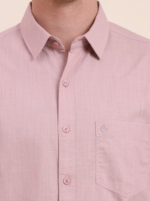 Dark Pink Solid Slim Fit Casual Shirt | Greenfibre