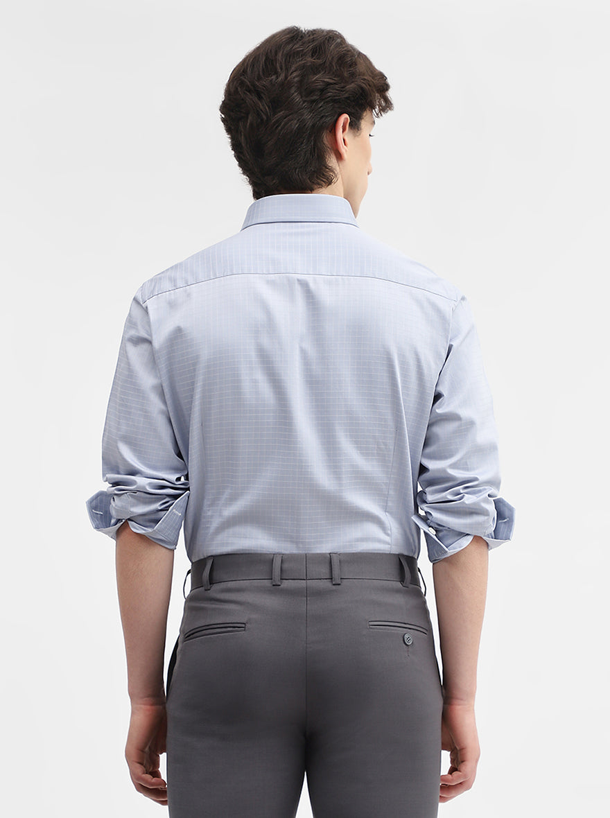Grey Checked Slim Fit Formal Shirt | JadeBlue Super Luxe