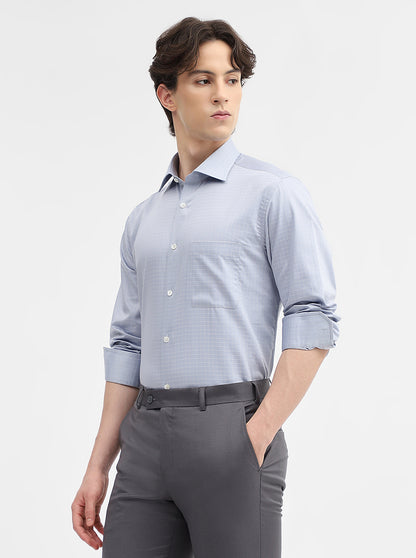 Grey Checked Slim Fit Formal Shirt | JadeBlue Super Luxe