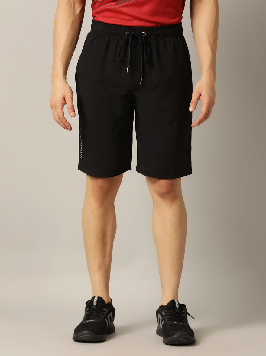 Black Solid Slim Fit Shorts | Jade Play