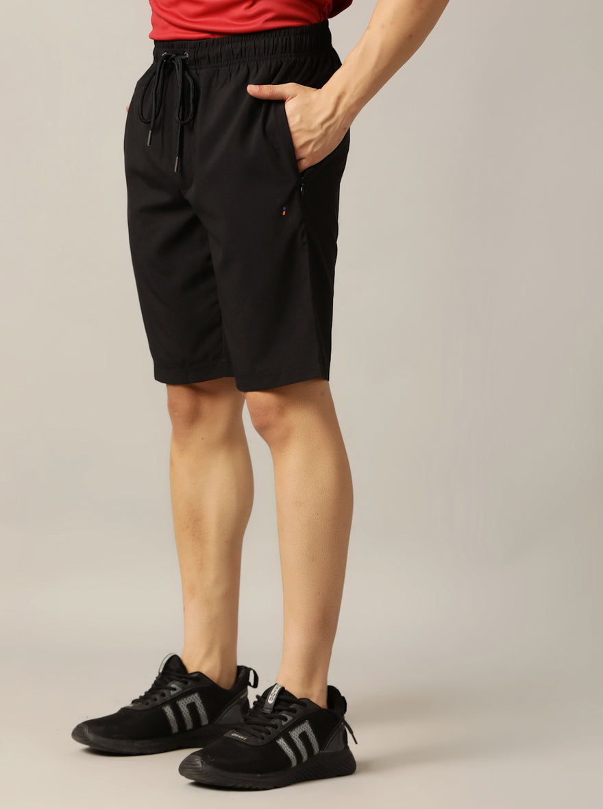 Black Solid Slim Fit Shorts | Jade Play