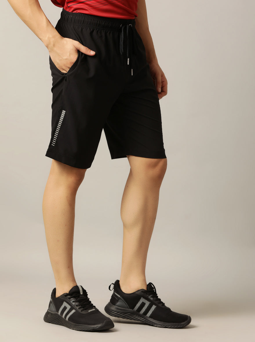 Black Solid Slim Fit Shorts | Jade Play