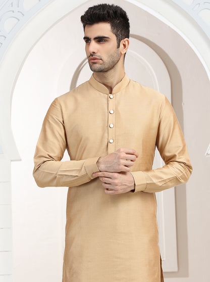 Golden Solid Kurta Pajama | TULA