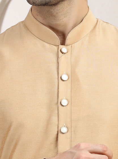 Golden Solid Kurta Pajama | TULA