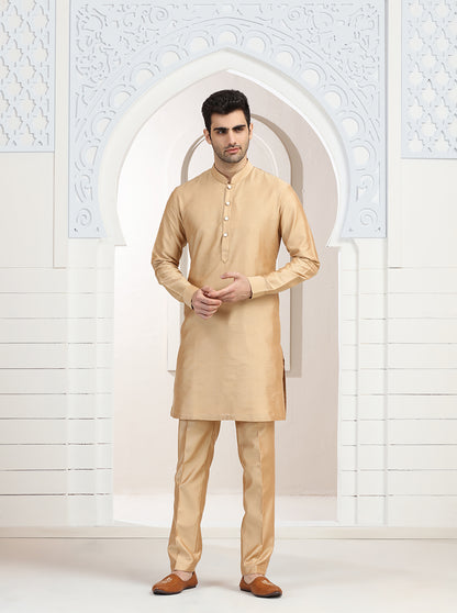Golden Solid Kurta Pajama | TULA