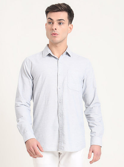 Sky Blue Solid Slim Fit Casual Shirt | JadeBlue