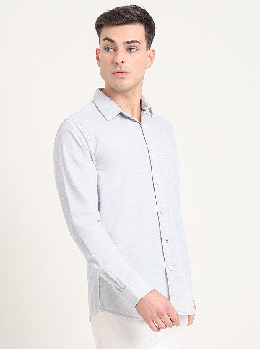 Sky Blue Solid Slim Fit Casual Shirt | JadeBlue