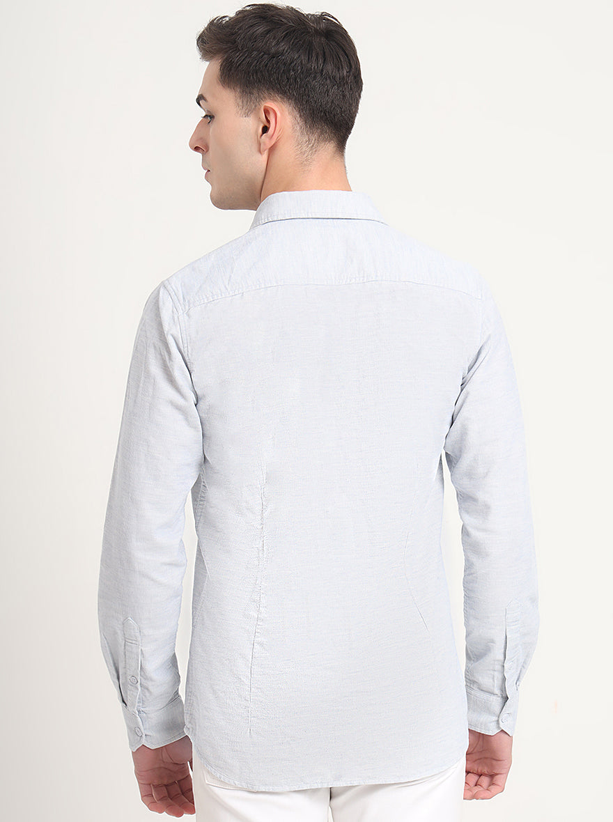Sky Blue Solid Slim Fit Casual Shirt | JadeBlue