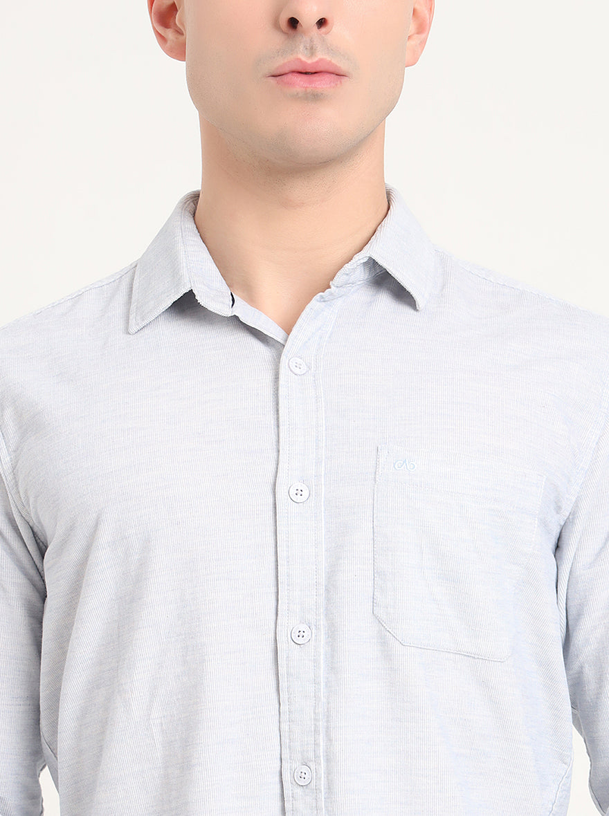 Sky Blue Solid Slim Fit Casual Shirt | JadeBlue