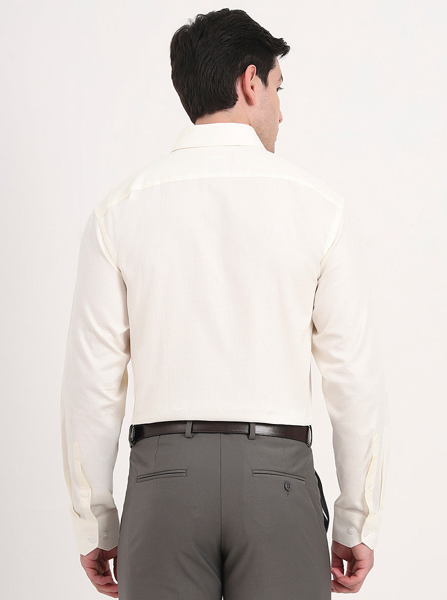 Cream Solid Regular Fit Formal Shirt | JadeBlue
