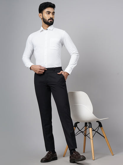 Coffee Brown Solid Slim Fit Formal Trouser | Metal