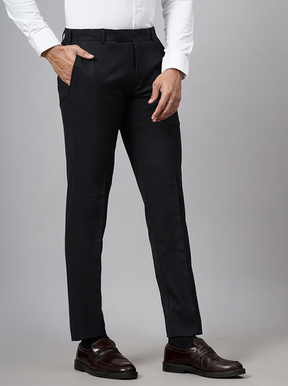 Coffee Brown Solid Slim Fit Formal Trouser | Metal