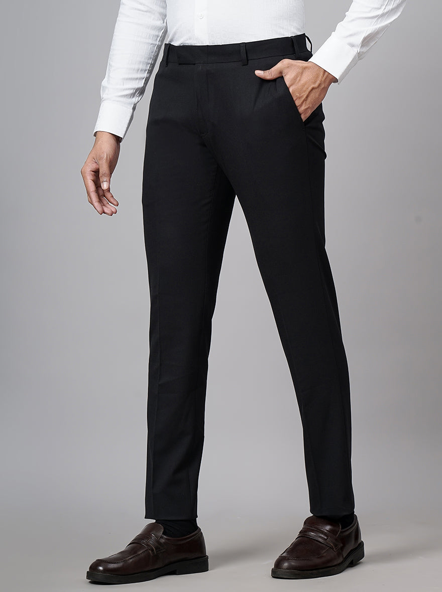 Coffee Brown Solid Slim Fit Formal Trouser | Metal