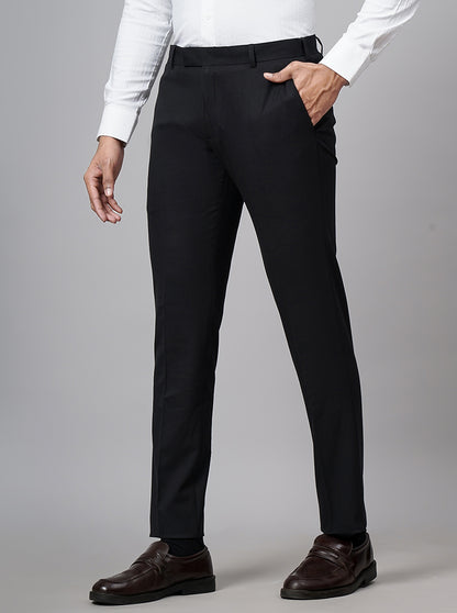 Coffee Brown Solid Slim Fit Formal Trouser | Metal