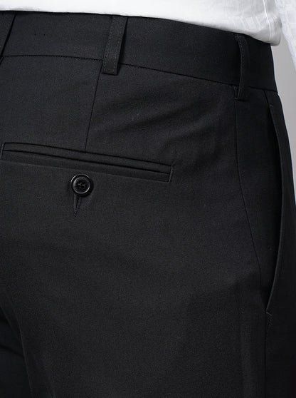 Coffee Brown Solid Slim Fit Formal Trouser | Metal