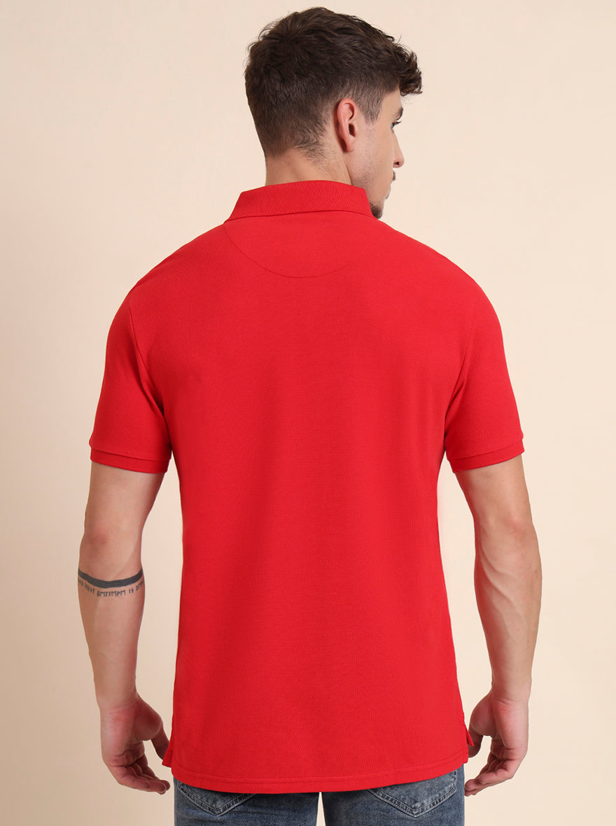 Blood Red Solid Slim Fit Polo T-Shirt | JadeBlue