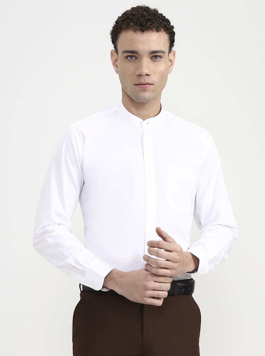 White Solid Regular Fit Formal Shirt | JadeBlue
