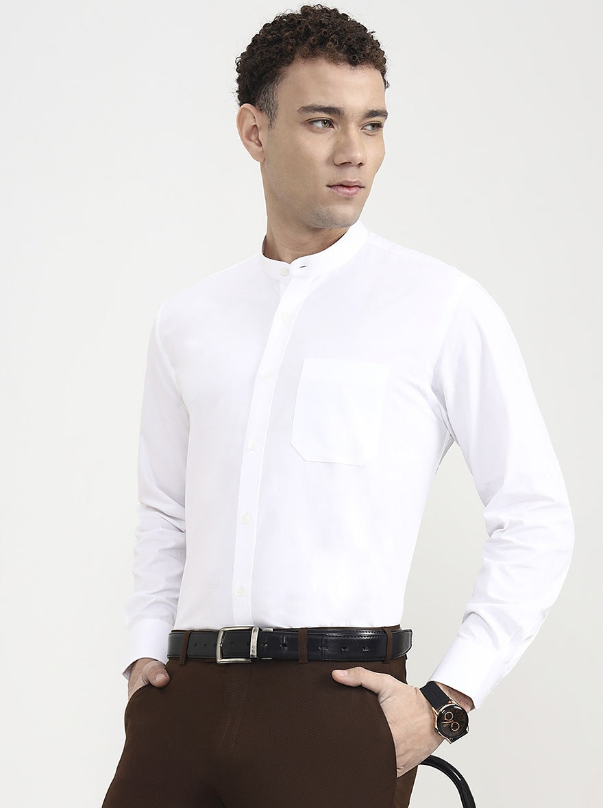White Solid Regular Fit Formal Shirt | JadeBlue
